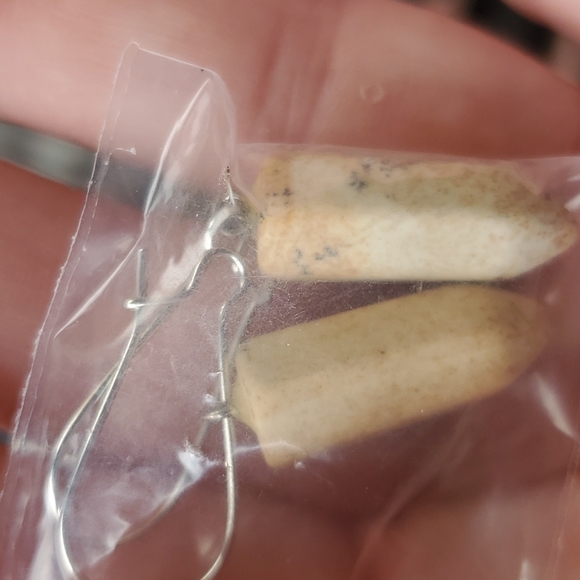 New Handmade Picture Jasper Pendulum Earrings. - Picture 6 of 6